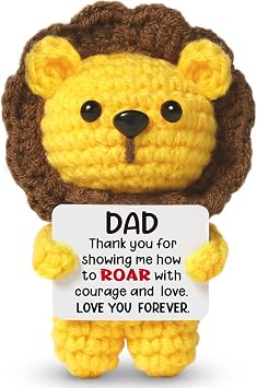 Dad Gifts, Gift for Dad - Positive Handmade Crochet Lion | Dad Birthday Gifts, Presents for Dad's Birthday, Christmas, Father's Day, Dad Gift from Daughter Son