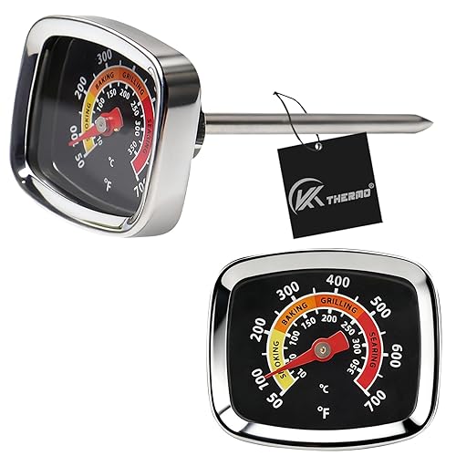 Miniatura 13 de CloudHand Reemplazo mejorado de 2 pulgadas para parrilla de huevos, termómetro de barbacoa de 100 a 700 °F, ahumador de parrilla de carbón con dial