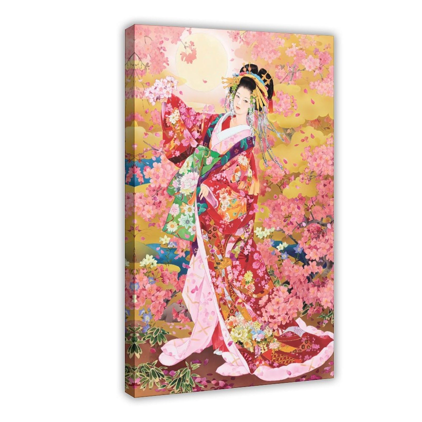 QNVJQKDSI Japanese Geisha Art (25) Canvas Poster Bedroom Decor Landscape Office Room Decor Gift 12" L X 18" W