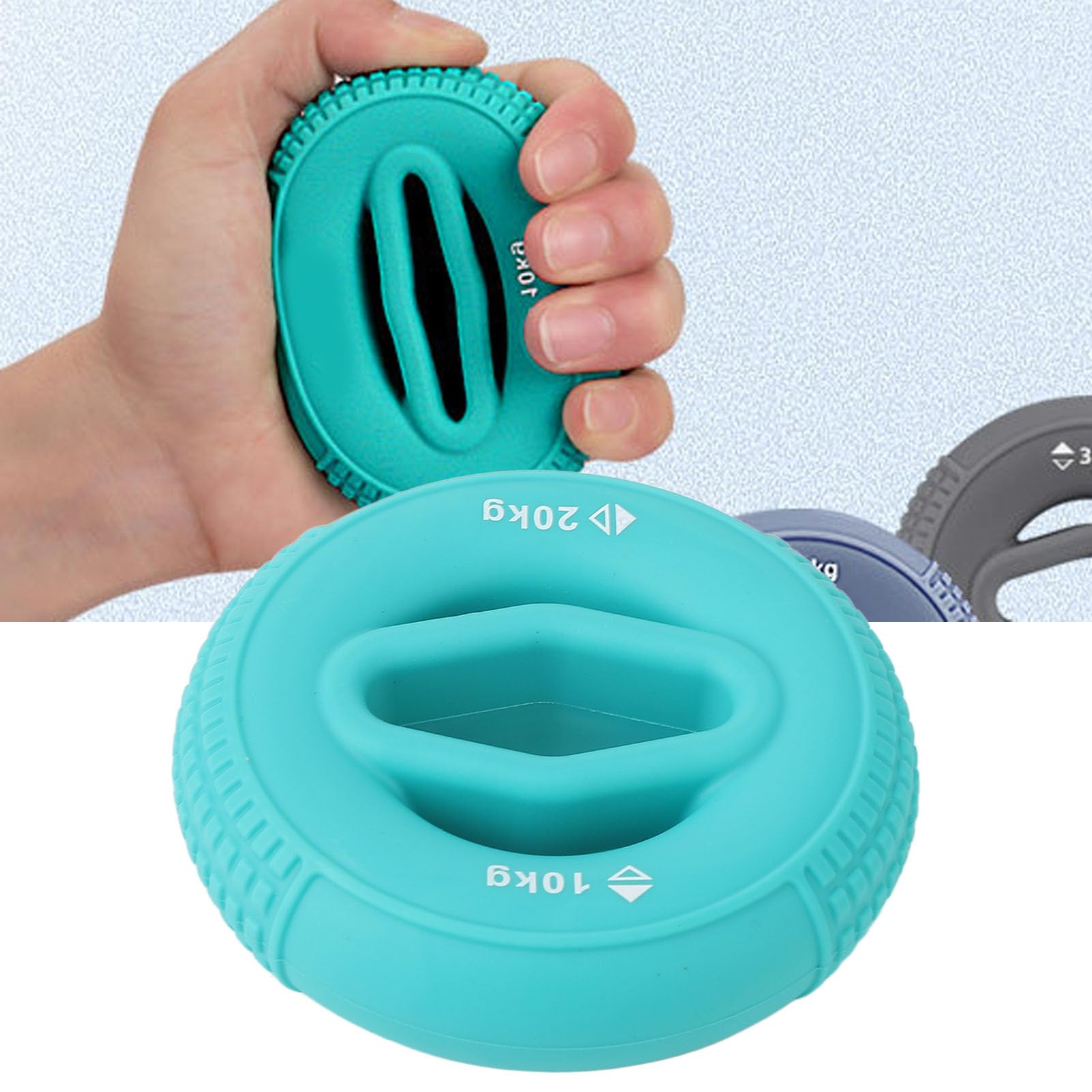 Trenażer Chwytu, 10-20 KG Zielony Pierścień do Trenażera Siły Chwytu Wzmacniacz do ściskania Dłoni Wzmacniacz do Chwytu Silikonowy Wzmacniacz do Przedramienia Trening