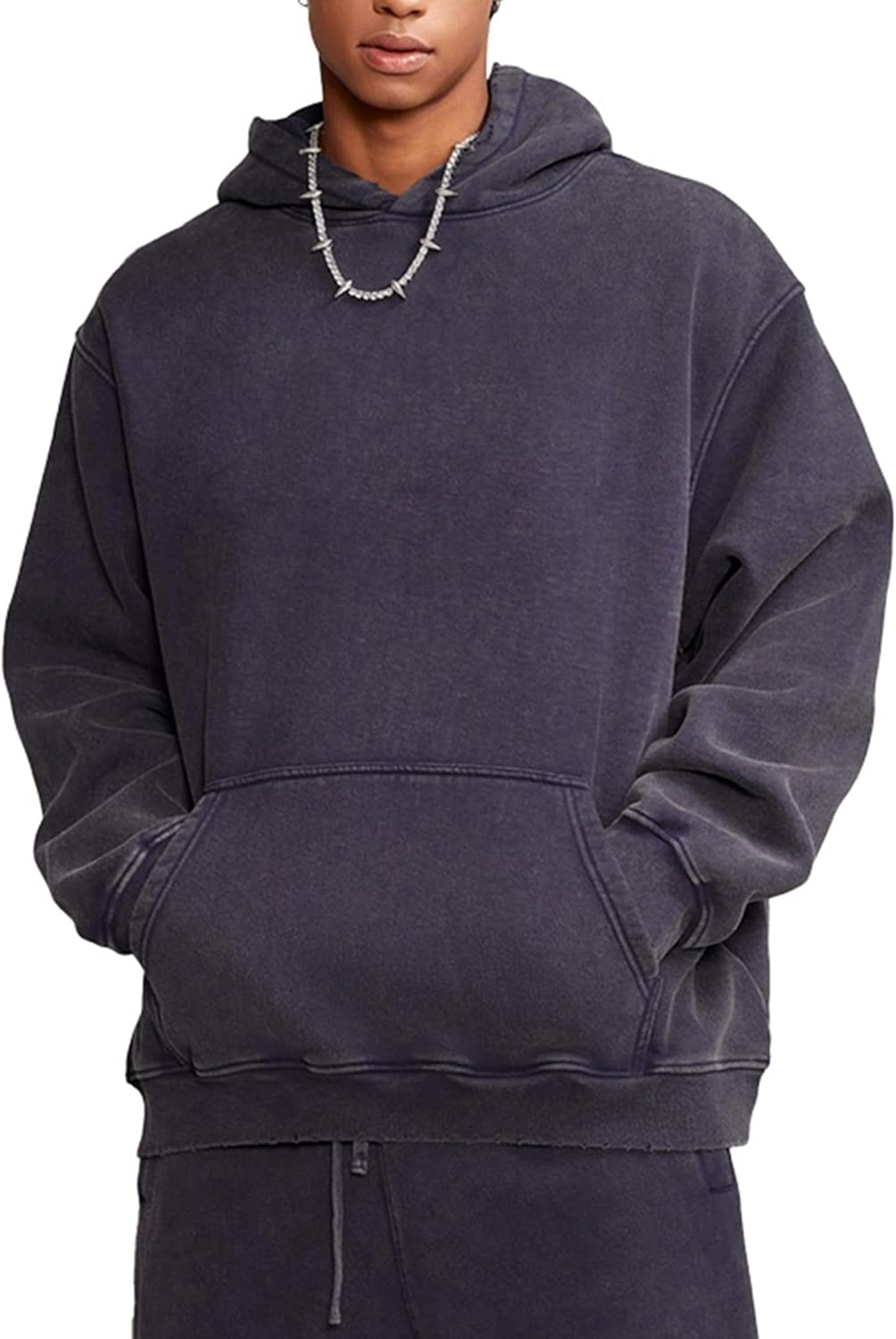 Heavyweight Fleece Oversized Hoodie for Men and Women, Vintage Acid Wash Pullover Sweatshirt