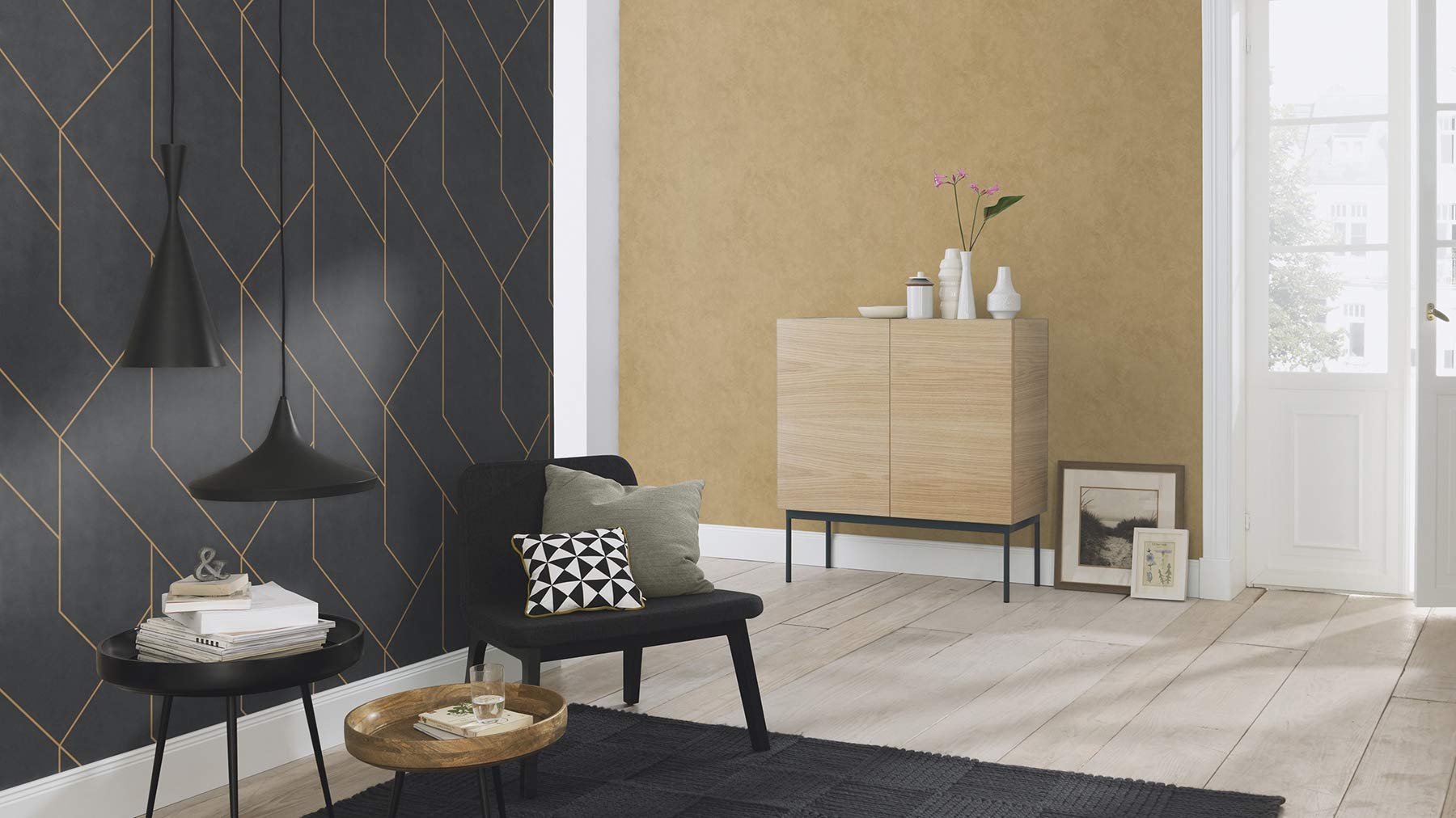 Andy Wand 649147 Papier Peint Intissé Universel Argenté 10,05 X 0,53 M[n1391] - Bricolage