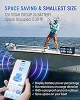 Vista 3 de 12V 100Ah LiFePO4 Lithium Battery with Bluetooth, BCI Group 24, 12V Mini Batterys 100A Smart BMS, Support Monitoring Battery via Phone Bluetooth, Up