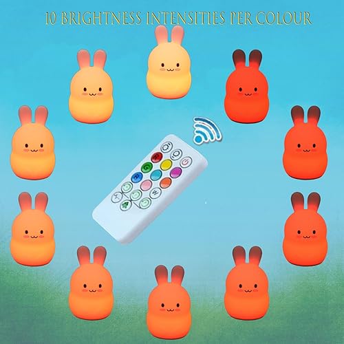 Miniatura 9 de Luces nocturnas de conejo de gran tamaño, lámpara de noche para dormitorio, resistente a la rotura, cuidado de los ojos, brillo ajustable, ajuste de