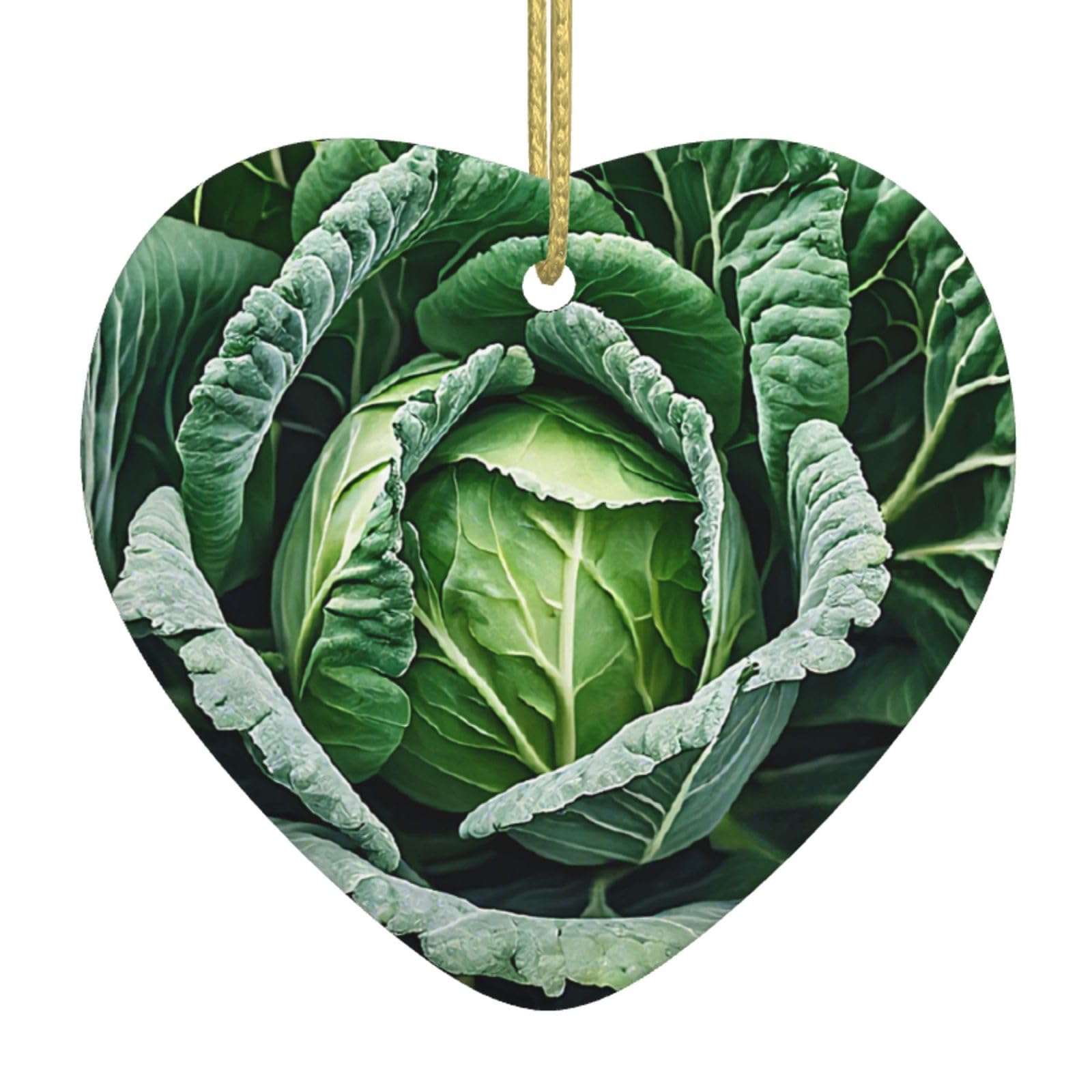 Aspoijhn Bright Cabbage (Bright Cabbage) Christmas Tree Ceramic Hanging Heart Bauble Ornaments Festive Xmas Pendant Decorations For Party Home Decor