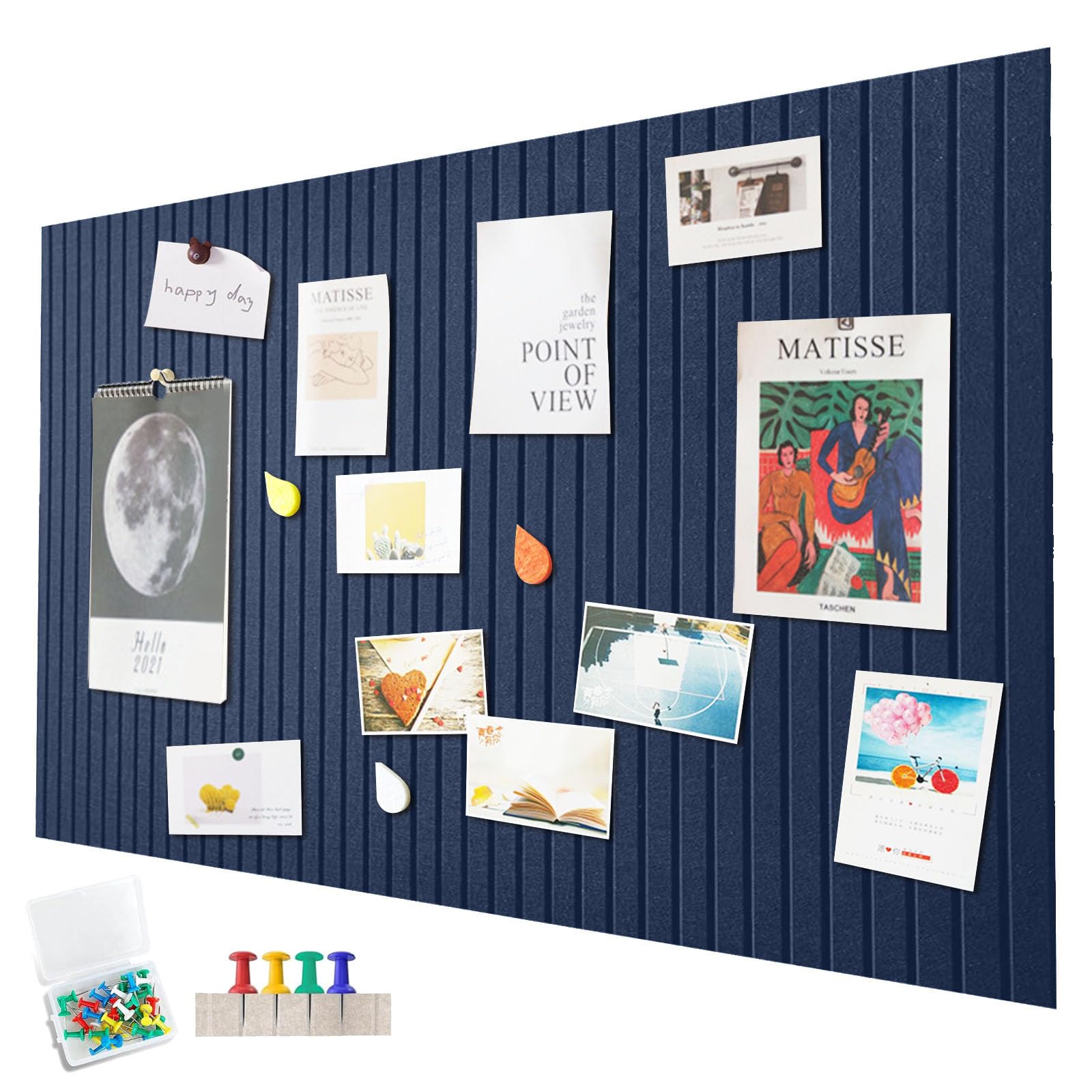 Large Felt Notice Board, Self-Adhesive, 120 x 90 cm Felt Board, Decorative Felt Notice Board, 0.9 cm Thick, Foldable Photo Board, Memo Boards, Bulletin Board, Wall Decoration for Office, Kitchen, Deep
