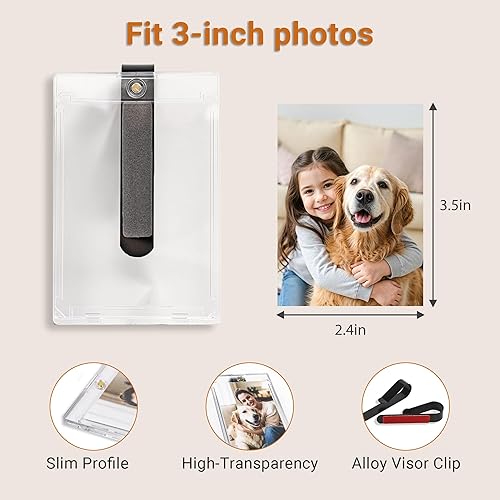 Miniatura 2 de Yuoyar 4 soportes magnéticos para fotos de automóvil para visera, soporte para fotos de automóvil con clips para una fácil visualización, marco de