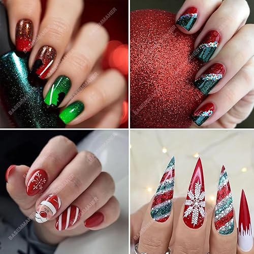 Miniatura 5 de Polvo de uñas cromado, rojo, verde, efecto metálico, polvo de espejo para uñas brillantes, diseño artístico, pigmento holográfico con purpurina para