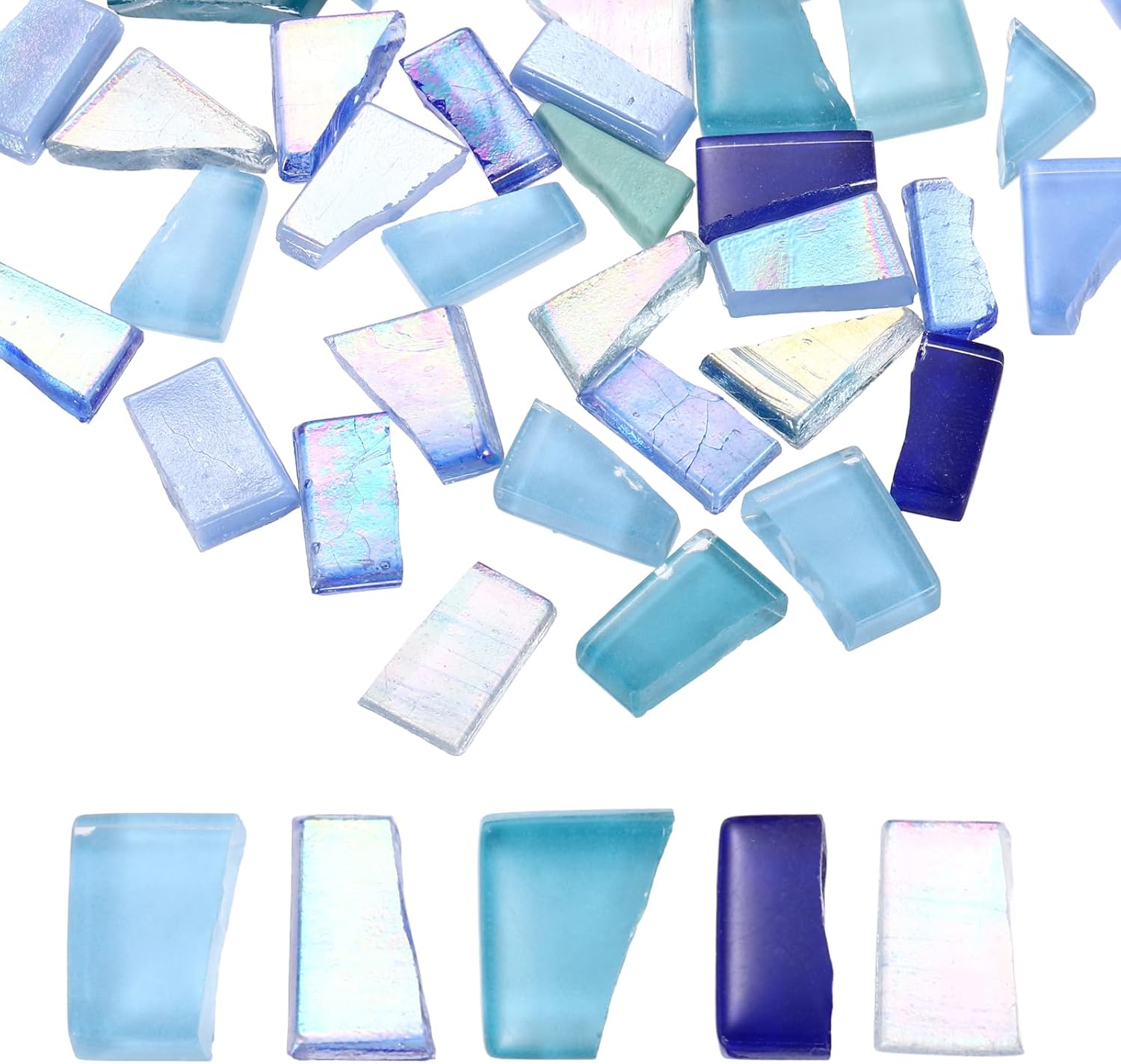 MECCANIXITY Irregular Glass Mosaic Tiles, 500g/1.1LB Irregular Stained Glass Sheets Broken Mosaic Pieces Tiles Supplies Kit Bulk for DIY Art Craft Making Home Decor, Gold Series