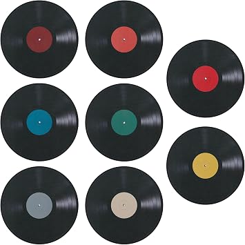 8Pcs Record Decor Stickers, 9 Inch Faux Vinyl Records Wall Decor Stickers Fake Vinyl Records Decals for Home Wall Music Party Decoration