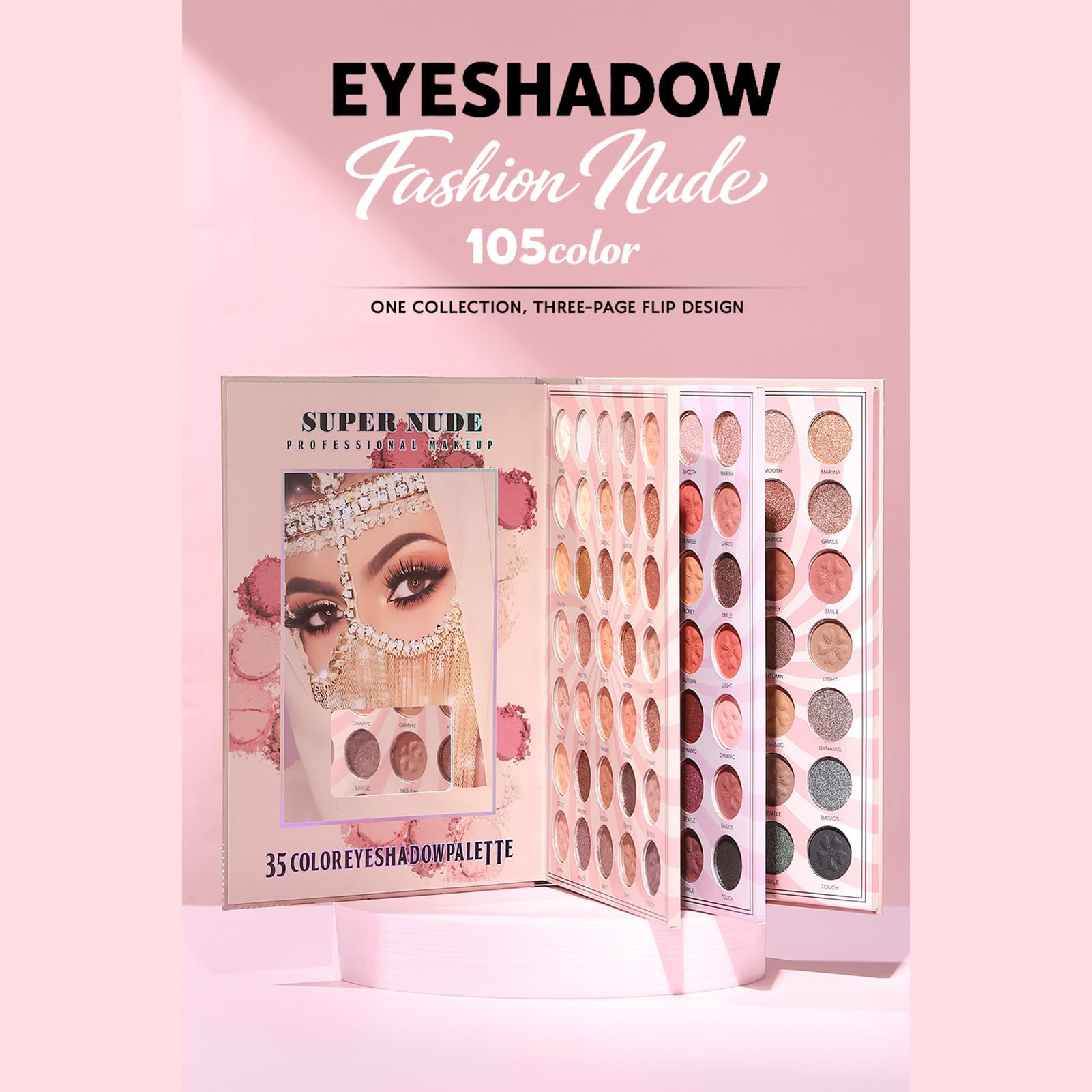 Paleta de sombras de ojos de larga duración de 105 colores | Paleta de ojos en forma de libro para mujeres y niñas, Halloween, fiesta, profesional y