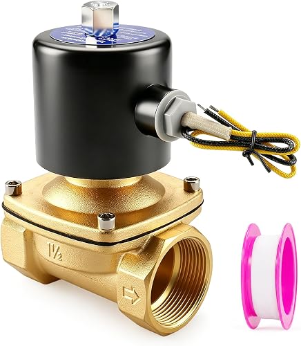 BAOMAIN 1-1/2 inch Brass Electric Solenoid Valve,AC 110V Normally Open (NO),DN40