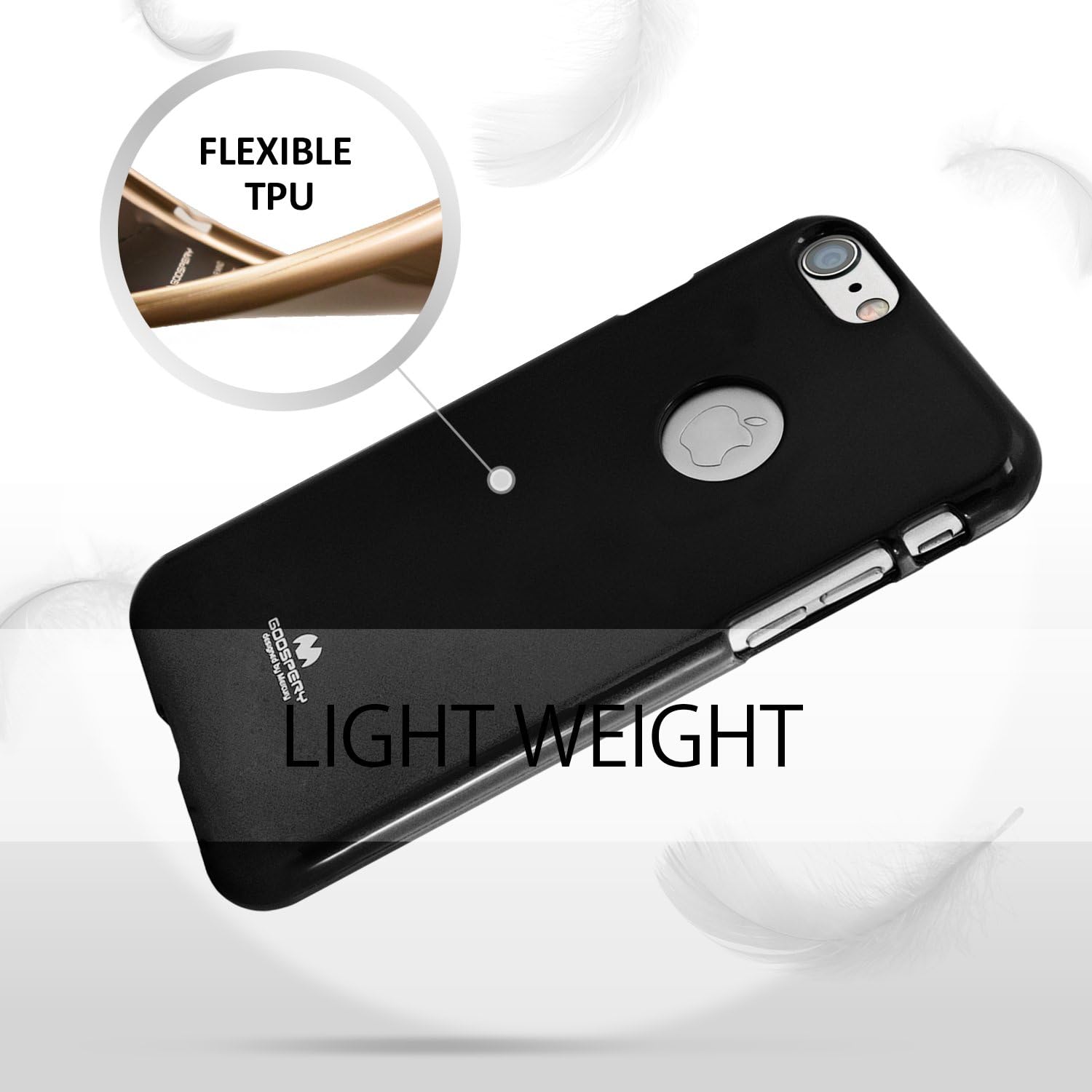 Goospery Pearl Jelly for Apple iPhone 7 Case (2016) Slim Thin Rubber Case (Black) IP7-JEL-BLK