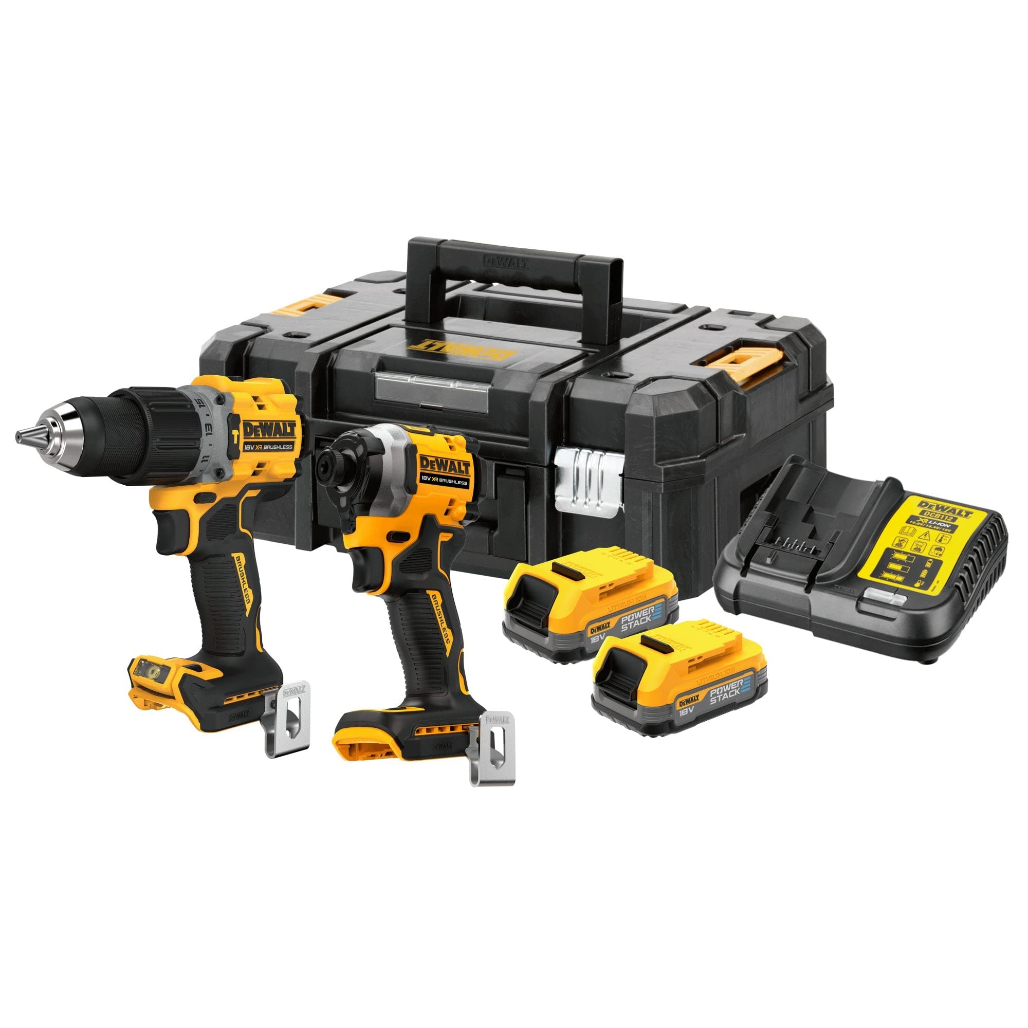 DeWalt DCK2050 18v XR Cordless Brushless Combi Drill and Impact Driver 2 x 1.7ah Li-ion Powerstack Battery Charger Case