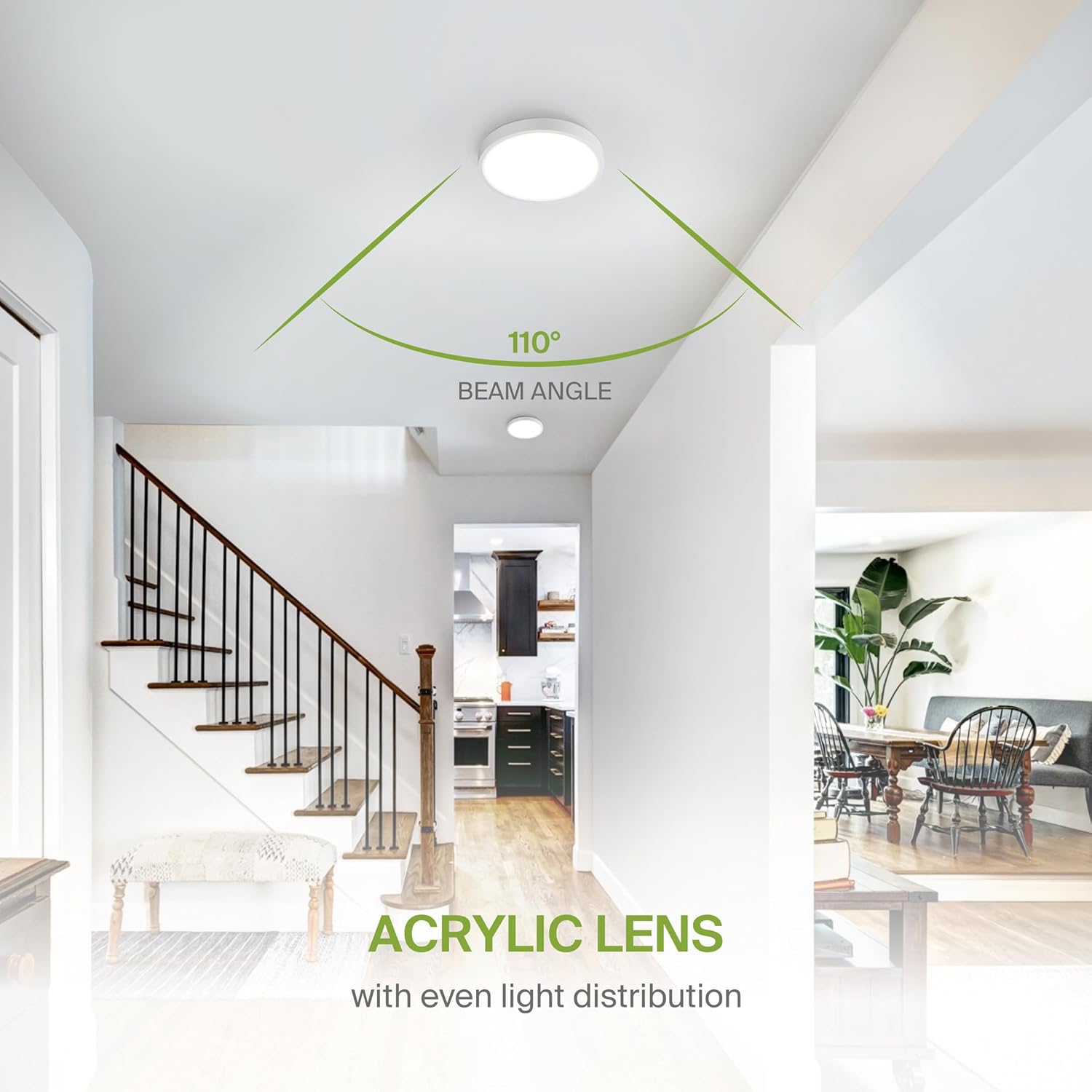 ASD LED 7" Round Flush Mount Ceiling Light Fixture, Low Profile Surface Lighting | 5CCT, Dimmable, Ultra-Thin, ETL Listed | 15W 1260LM 2700-6000K 120V | Kitchen, Bedroom, Hallway Lamp | White