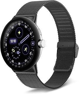 [KeeFos] 表带 Google Pixel Watch 4 41mm 2025/Google Pixel Watch 3 41mm/2/1 对应 替换表带 金属 替换表带 不锈钢制 表带 男女通用 替换表带 谷歌 像素手表4 41 mm/3 41 mm/2/1 对应(黑色)