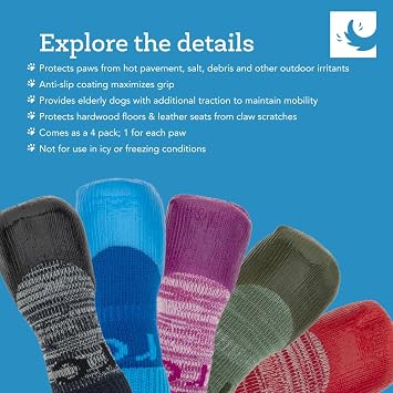 RC Pet Products Sporty PAWks Anti-Slip, Stylish, Functional, Protective Dog Socks | Large, Electric Blue/Cyan