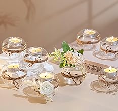 NUPTIO Pack of 8 Clear Glass Tea Light Holders, 2 Ways of Use Votive Candle Holder, Table Decoration Wedding, Party, Events, Aromatherapy, Spa, Reiki, Bride, Votive