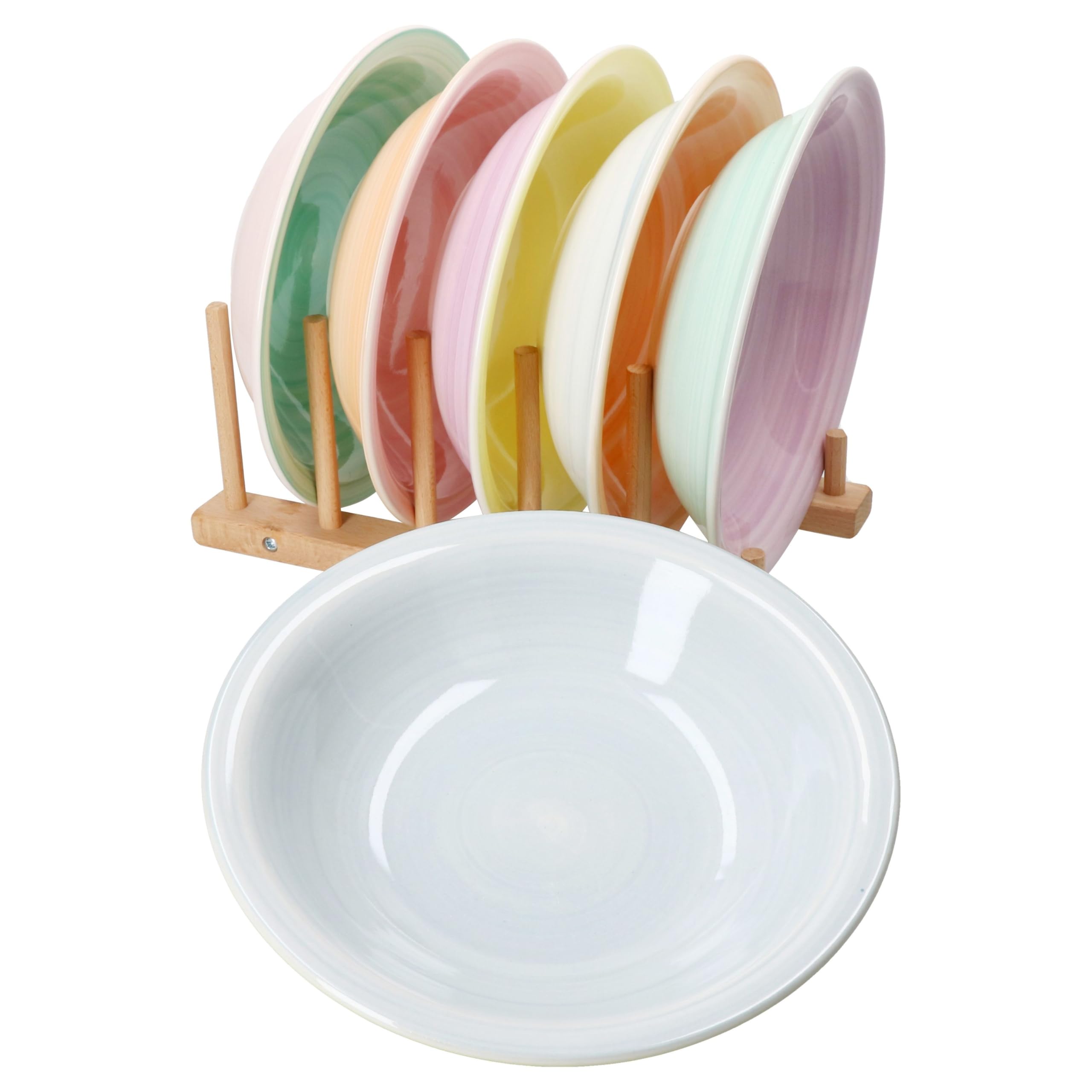 MamboCat Pastello Lot de 6 assiettes creuses I 450 ml I Assiettes en faïence colorées aux couleurs pastel pour 6 personnes I Assiettes creuses pour salade, soupe, céréales, pâtes, etc.