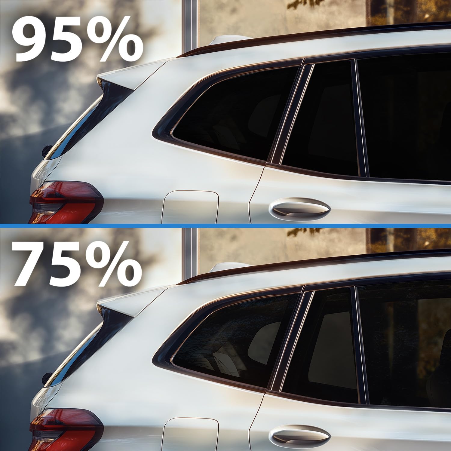 Teinte de vitre pour VW Golf 8 VIII 2019-2027 (5 portes, compact) : film de protection solaire ajusté avec ABG pour fenêtre latérale arrière et vitre arrière, brise-vue | occultant à 95 %