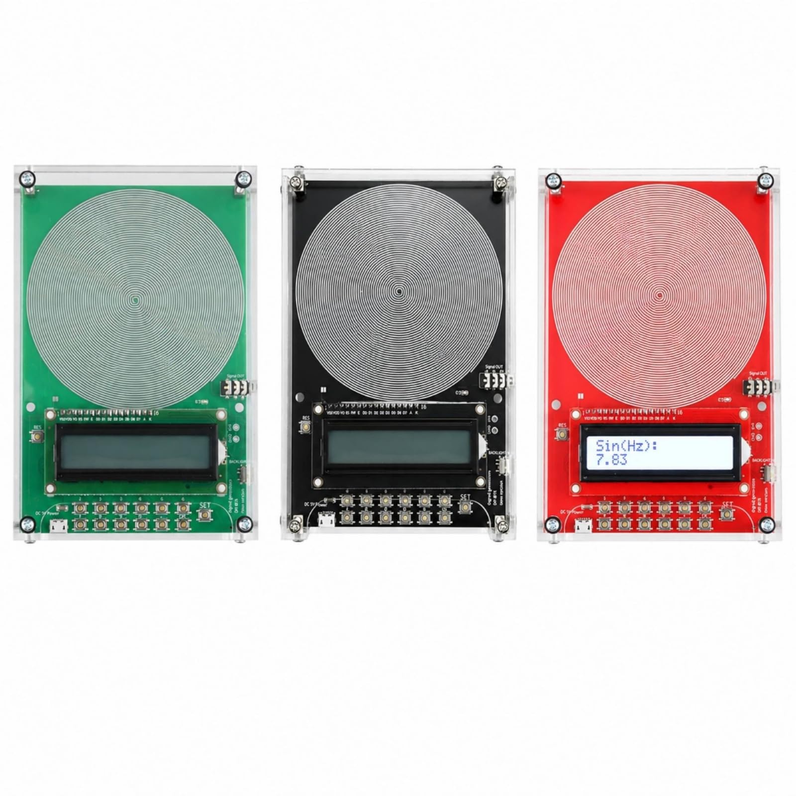 Perfeclan Generador Frecuencia Ajustable Acrílico con Antena Transmisora Integrada y Teclado Digital para Pruebas s Sonido y Experimentación con Señales, Negro