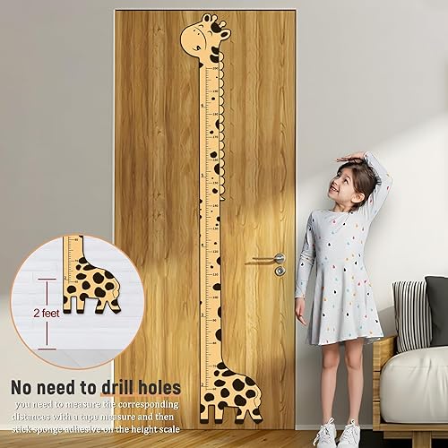 Miniatura 5 de Tabla de crecimiento de madera para niños, tabla de altura de jirafa para niños y niñas, tabla de medición para la altura de los niños, para