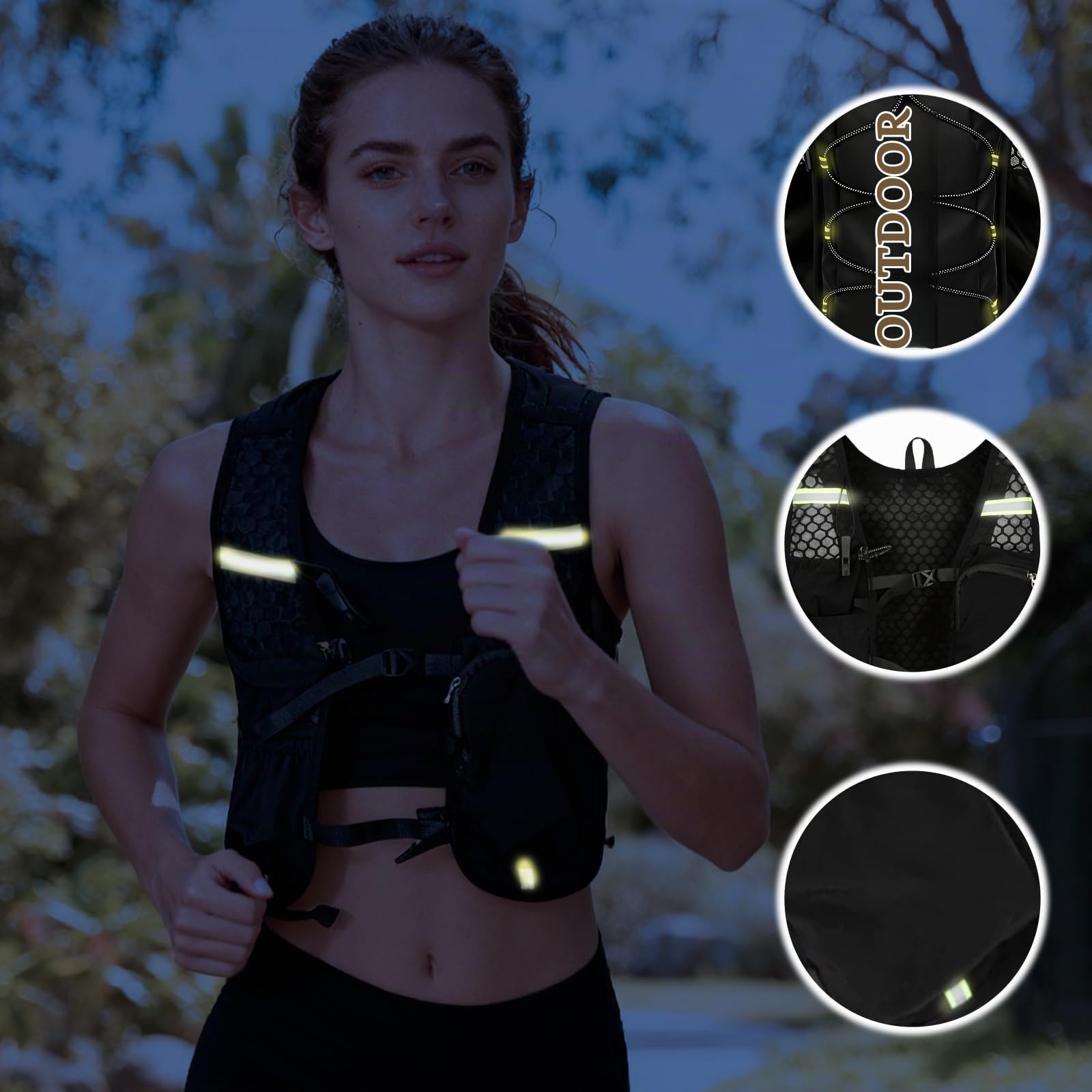 Gilet Running Uomo Donna, Zaino Trail Running con Borraccia Morbida 500ml,Gilet da corsa per MTB Ciclismo Maratona Escursionismo