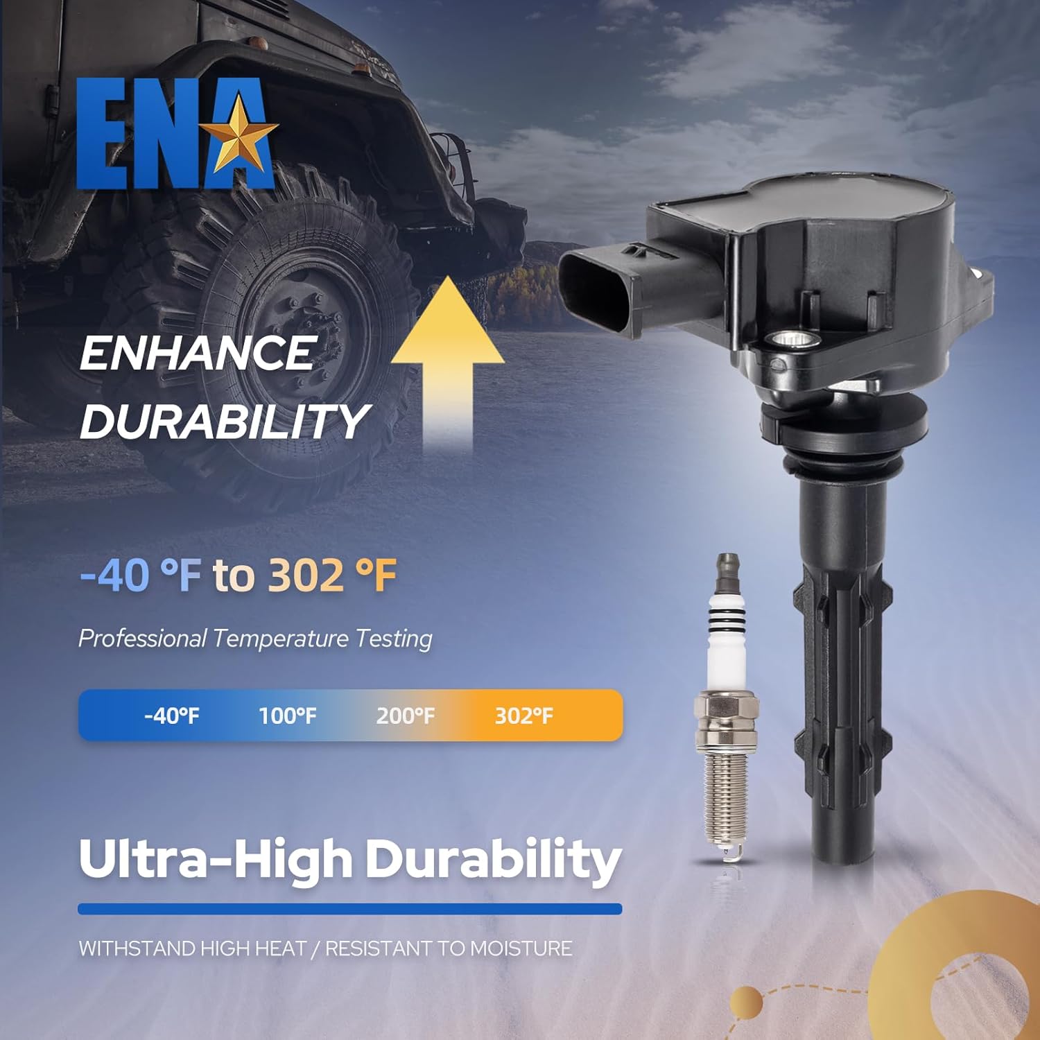 ENA 6 Ignition Coil Pack UF535 and 95983 Iridium Spark Plugs 2.5L 3.0L 3.5L V6 Compatible with Mercedes-Benz C230 C280 C300 C350 CLK350 E350 GLK350 ML350 ML450 R350 S400 SLK280 SLK300 SLK350 Sprinter