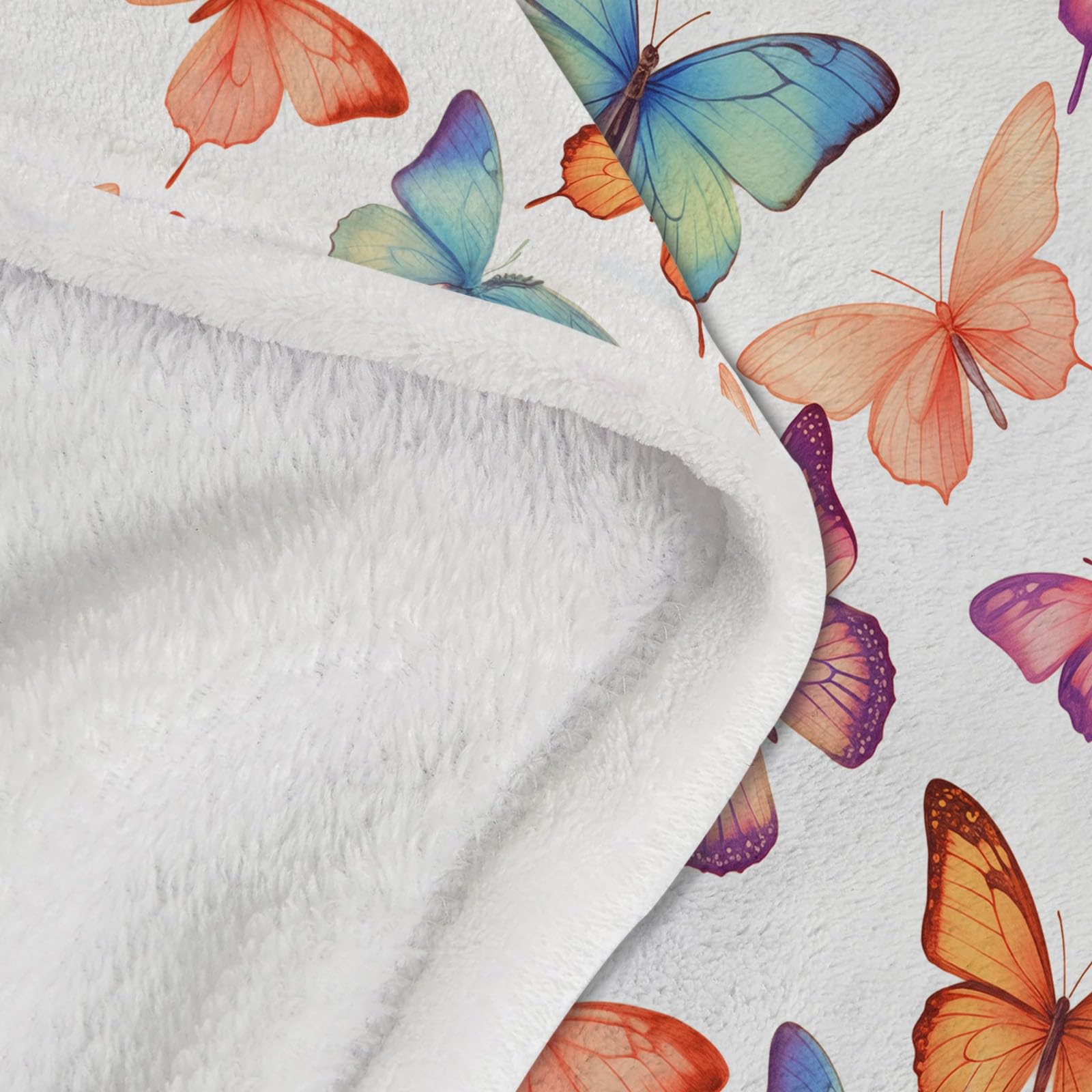 Genérico Manta de Lana de Cordero 150 x 200 cm - Rosa Claro Delicado Insectos Mariposas Manta de Franela para Sillón Sofá Cama, Suave Transpirable Agradable Frazada para la Piel de Otoño