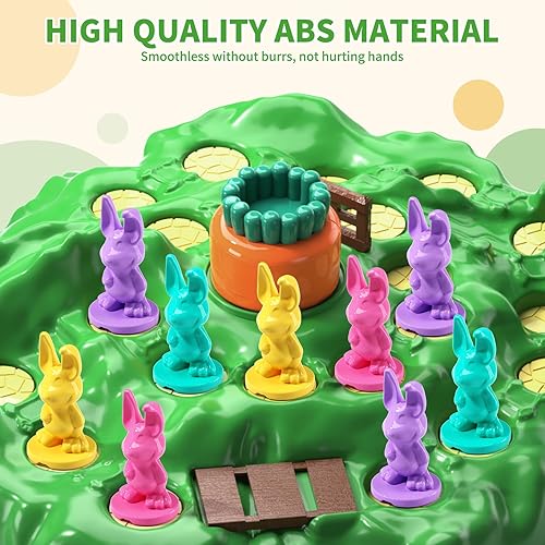 Miniatura 6 de TEMI Juego de trampa de conejo para niños de 3 años en adelante, juegos de mesa para niños y niñas, 1-4 jugadores, divertido juego familiar, juegos