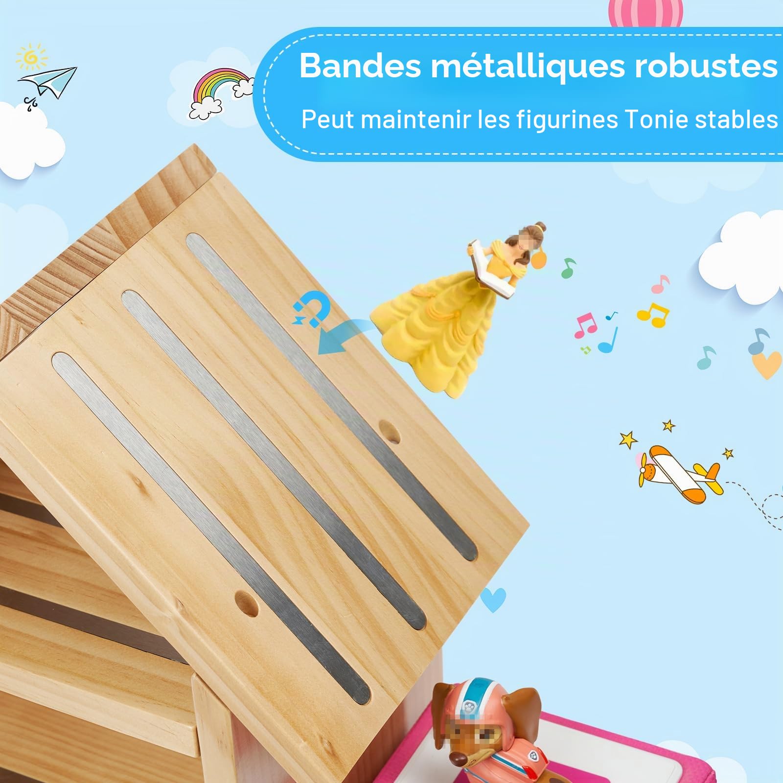 GIEANOO Maison-Form Tonies Regale, Geeignet für TonieBox 2/1 Große Tonie Magnetisches Regal Pinier Wood Wall Regal für 70-80 Tonies Figuren Organisateur Lagerung Toni Anzeige Regale Mädchen und Junge