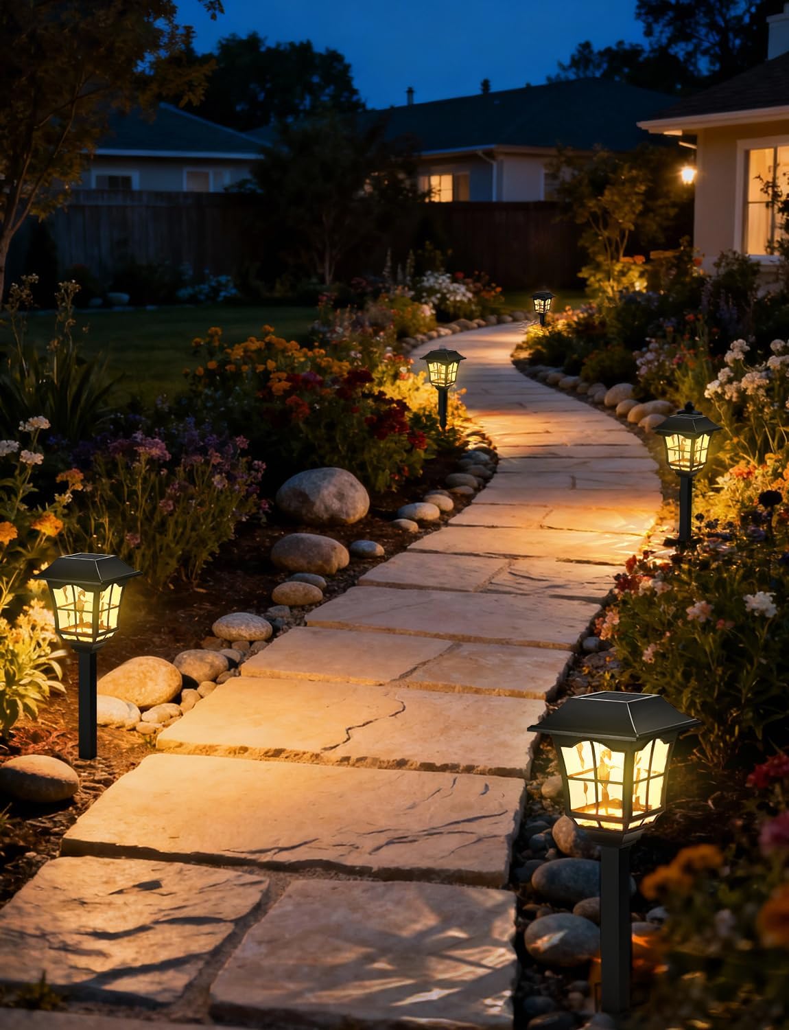 Solar Pathway Lights, 8 Pack Outdoor Waterproof Light, Solar Powered Garden Landscape Lighting, 3000K Warm White LED, Auto On/Off, Outside Decor Lights for Garden, Walkway, Driveway, Lawn