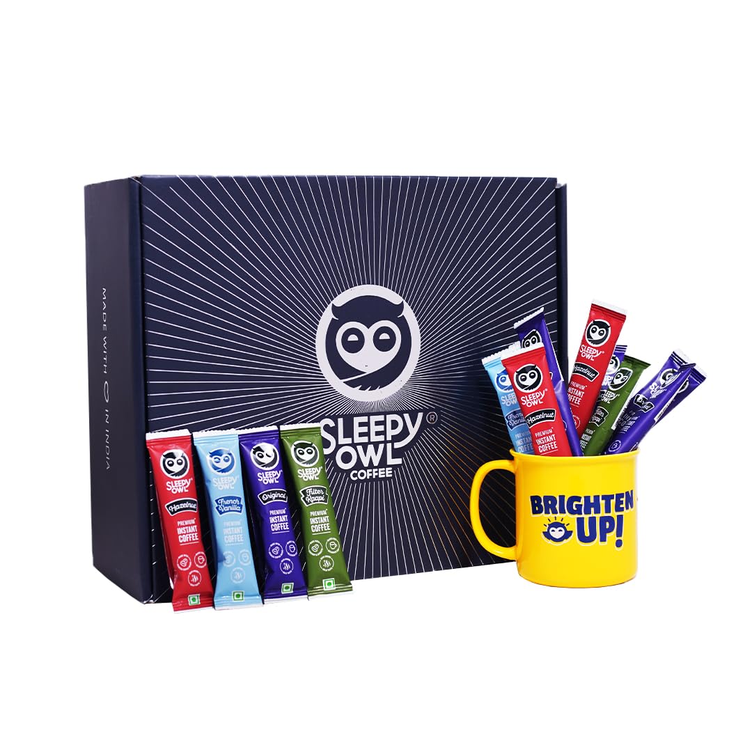 Sleepy Owl Coffee Gift Set | 32 Assorted Coffee Sachets + 1 Coffee Mug | 4 Flavoured Instant Coffee | 100% Arabica | Gift for Men, Women (B0CHTBPHCT) Amazon Price History, Amazon Price Tracker