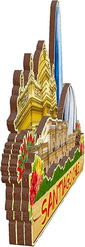 Miniatura 2 de Santiago Chile - Imán de nevera 3D clásico de madera para nevera, hito hecho a mano, recuerdo de viaje, colección de regalo, decoración -1030