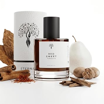 Eternal perfume oils Red Sweet Tobacco Perfume Oil for Women and Men - Long Lasting Alcohol Free Sweet Gourmand Fragrance, Concentrated Unisex Body Oil, Travel Size Dropper Bottle, 1 FL Oz 30ml
