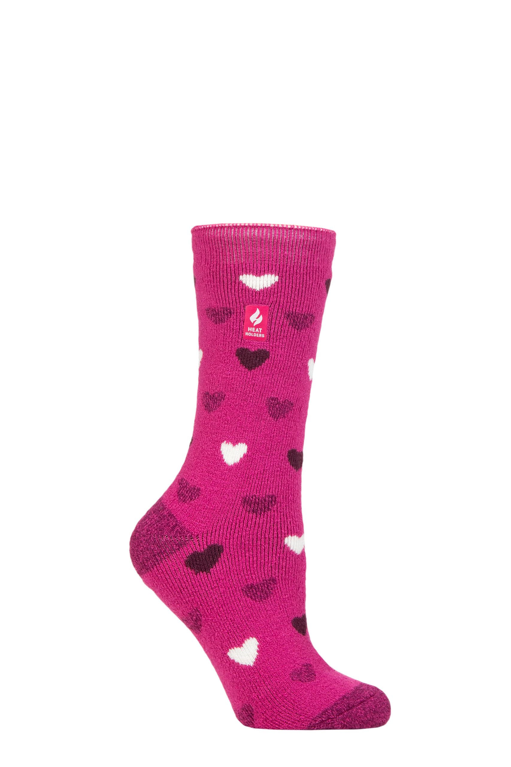 Heat Holders Jasmine Crew Sml Hearts Fuchsia/Red