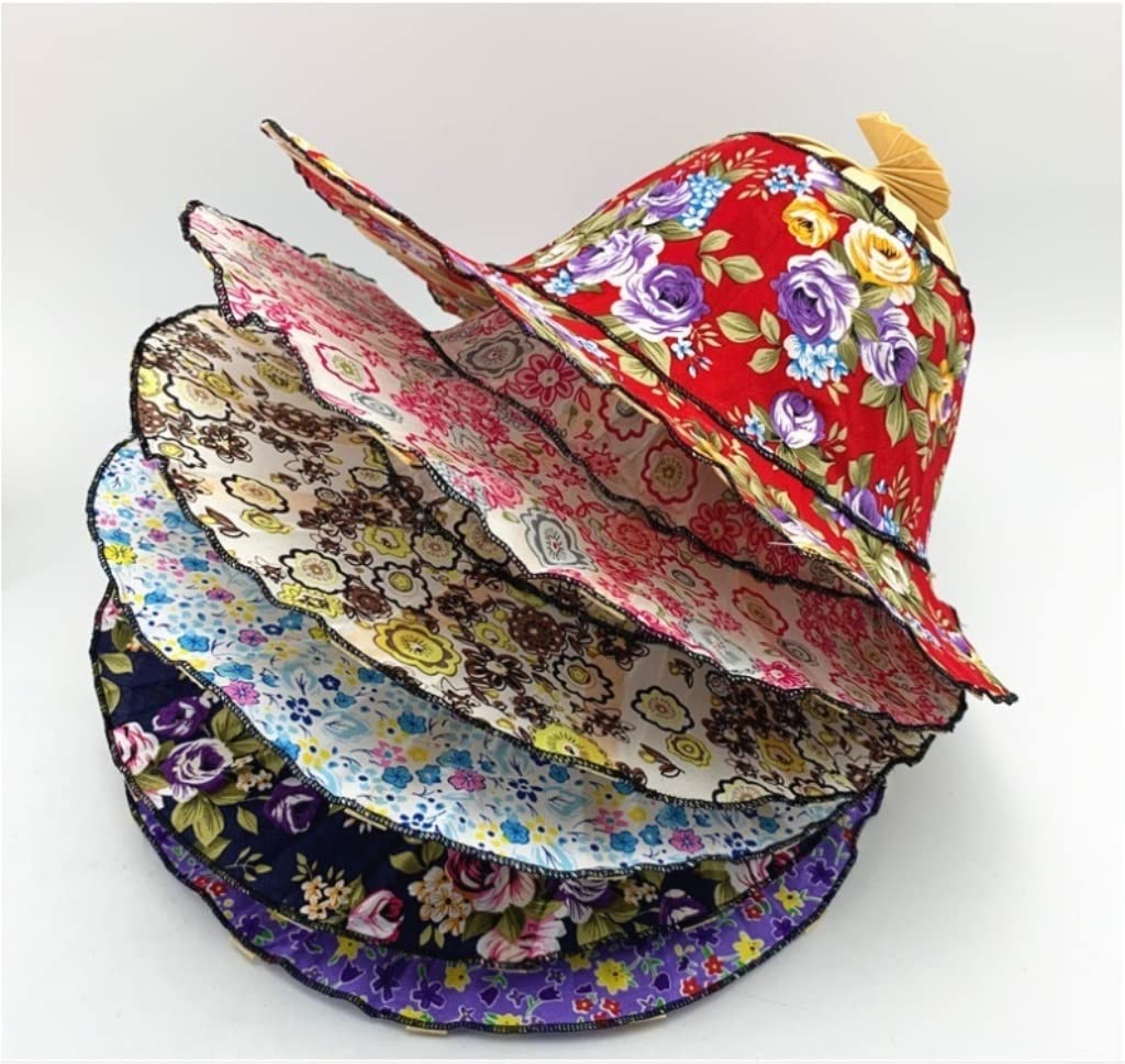 Abanico Abanico Plegable Para Mujer, 2 En 1, Abanico De Mano, Sombrero Para El Sol, Estampado Floral, Abanico De Bambú De Estilo Chino Plegable Para La DecoracióN Del Baile De La Boda Del Partid