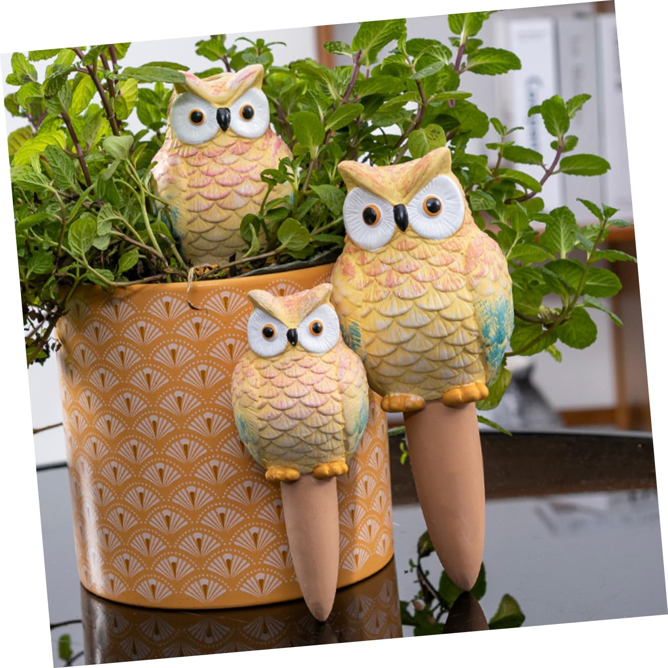 Yardwe Dispositif D’arrosage Automatique de Hibou, 4 Pièces, 210ml, en Latérite, pour Plantes en Pot et Jardinières D’intérieur