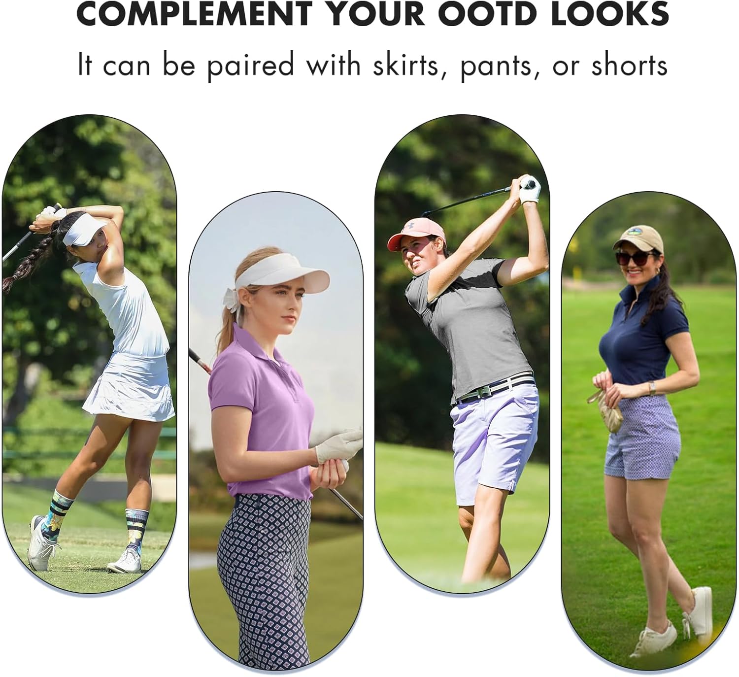 Women's Golf Tennis Shirts Short Sleeve Polo Collared V Neck Workout Tops UV Protection Lightweight Moisture Wicking Shirt - Image 6