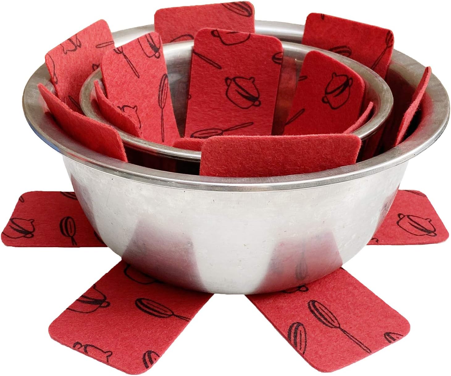 Pot and Pan Protectors 10"12"15" Inch Stacking Pan Protectors to Prevent Scratching, Anti Slip Pans Separator for Protect Your Dishes 12 Pcs Red