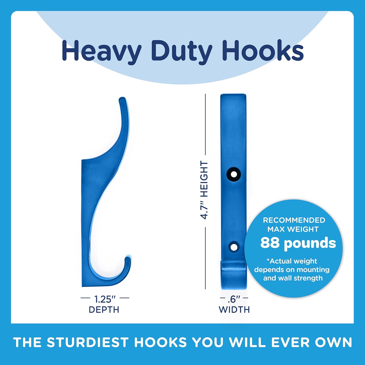 Toughook Heavy Duty Hooks for Hanging Coats, Jackets, Backpacks, Baseball Hats - Wall Mounted Rainbow Color Hangers for Kids, Perfect Hook for Classrooms, Bathroom Robes, Towels| Standard Hook 7-Pack