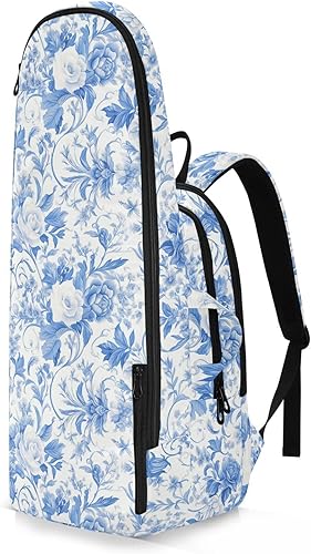 Miniatura 2 de Mujeres Hombres Bolsa de Tenis Resistente al Agua Vintage Azul Blanco Rosas 3 Raquetas Bádminton Bolso de Hombro para Mujeres Hombres de Tenis con