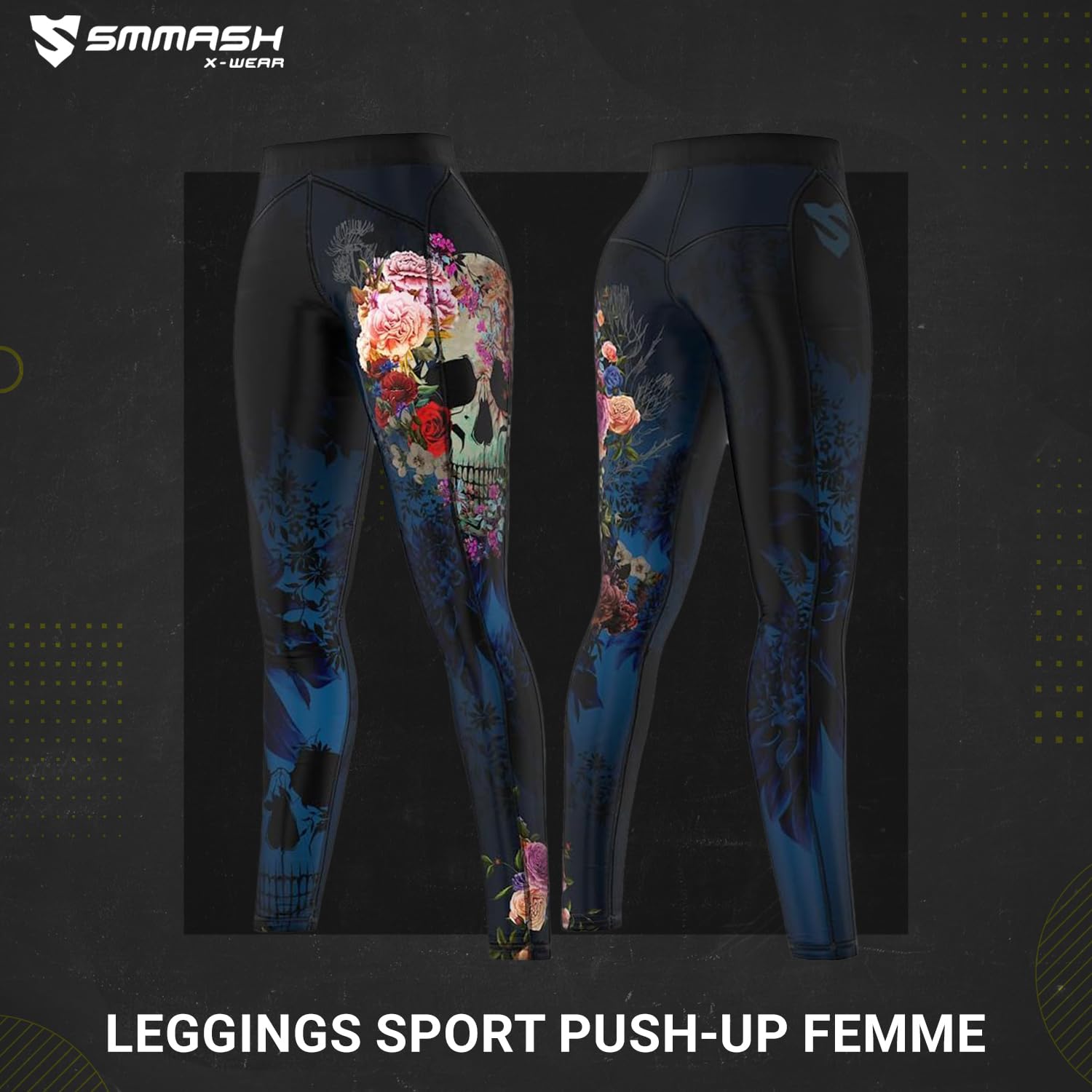 SMMASH Legging de Sport pour Femme Push Up Opaque Élastique Moulant Pantalon de Yoga
