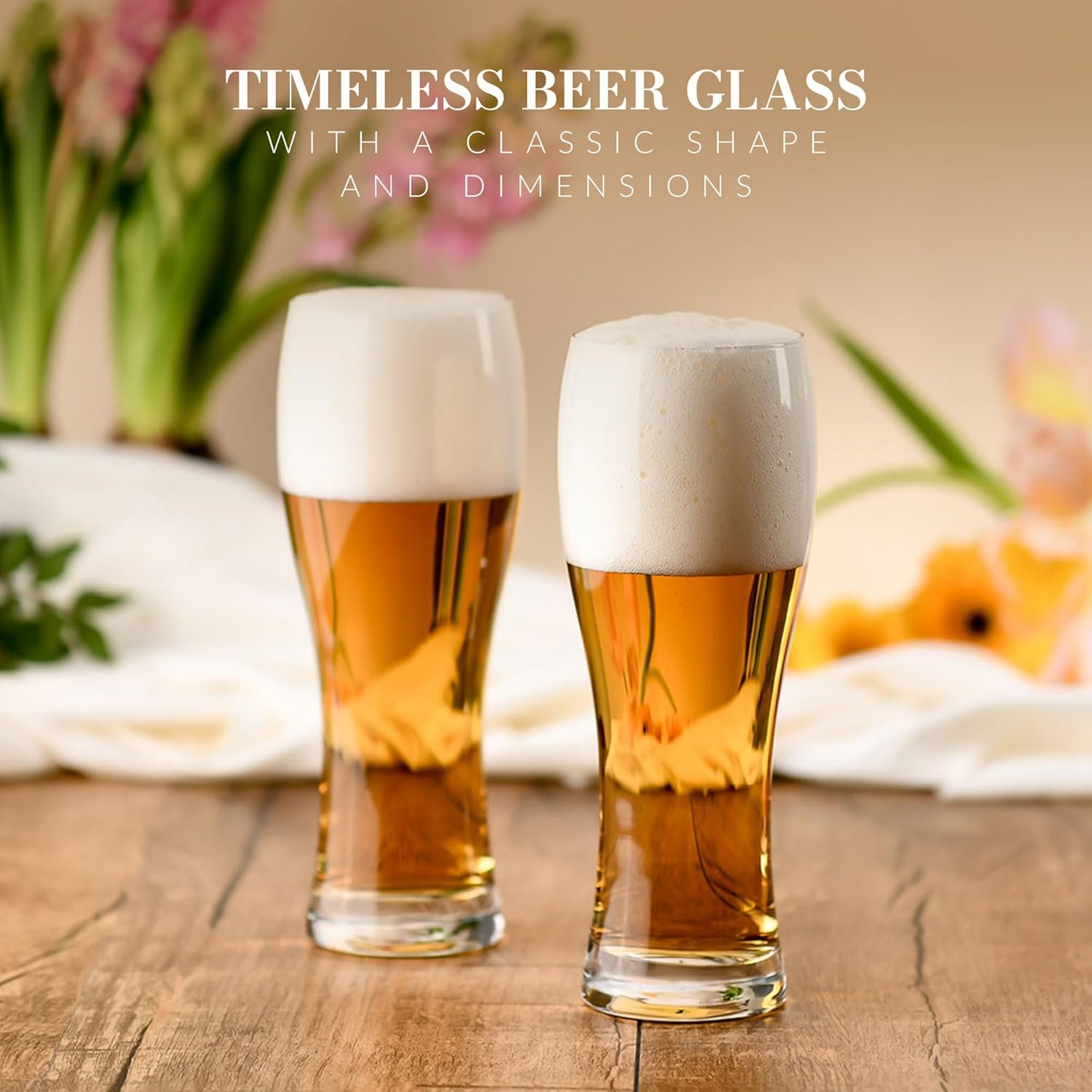 Krosno Chill Beer Glasses | Set of 6 | 16.9 oz | Tall Pint Glasses for Lager, IPA, APA & Craft Beer, Clear Drinking Glasses for Beer Tasting | Dishwasher Safe, Made in Europe