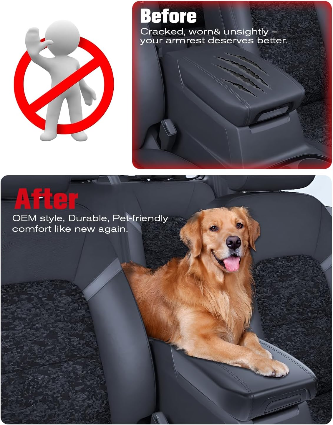 for 2023~2026 Chevy Colorado& GMC Canyon 2-in-1 Silicone Center Console Armrest Cover& Armrest Hidden Privacy Tray - [OEM Design& Friendly Liquid Silicone Rubber] - Thin Black