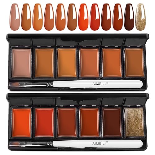 AIMEILI Hema Free - Esmalte de uñas de gel sólido de 12 colores, esmalte de uñas de gel sólido naranja coral U V LED Soak Off Solid Cream Set 4