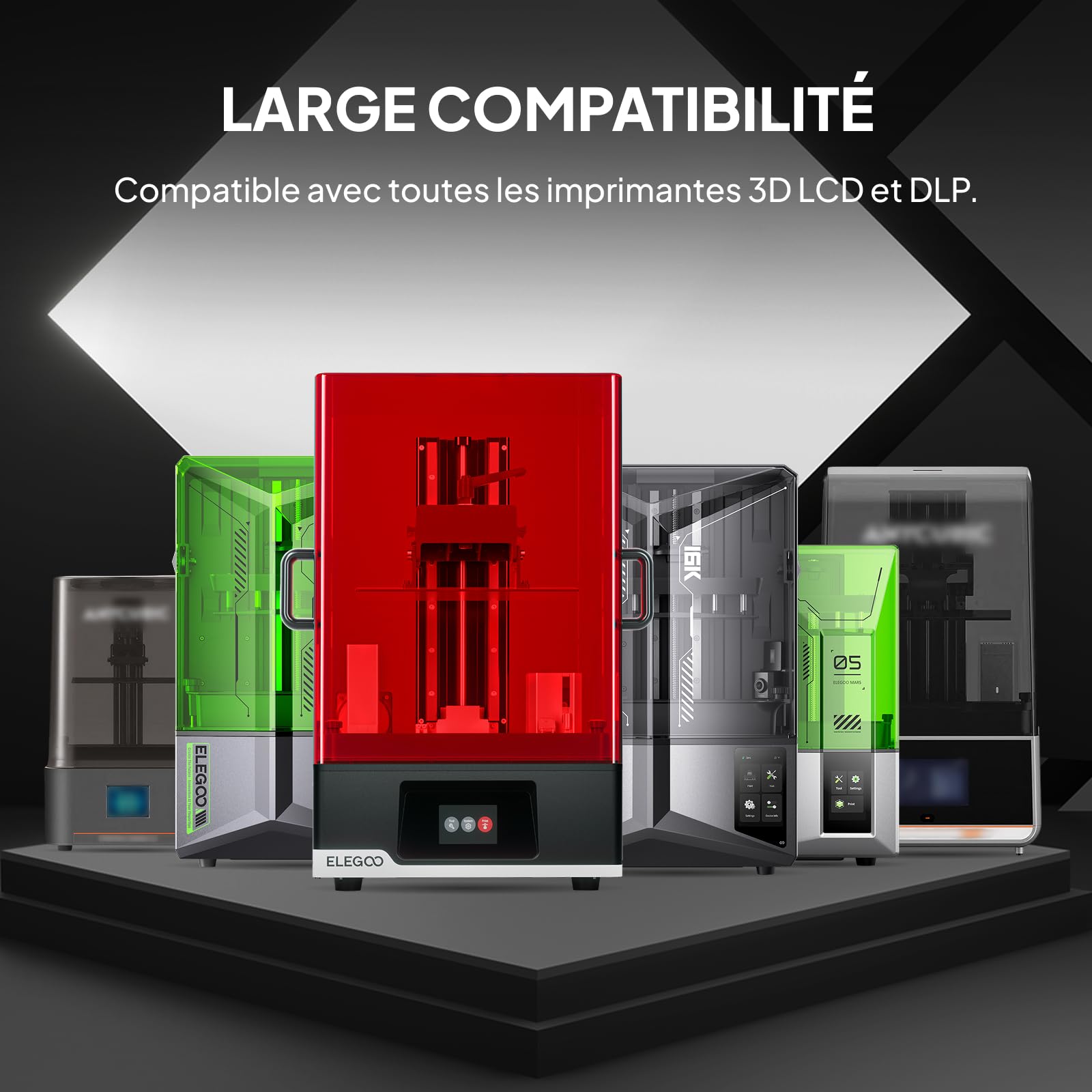 ELEGOO Résine ABS-Like 2.0 d'Imprimante 3D LCD Résine à Photopolymérisation UV 405 nm, Compatible avec ELEGOO Imprimante 3D, Haute Précision, Faible Odeur, Gris 1000g