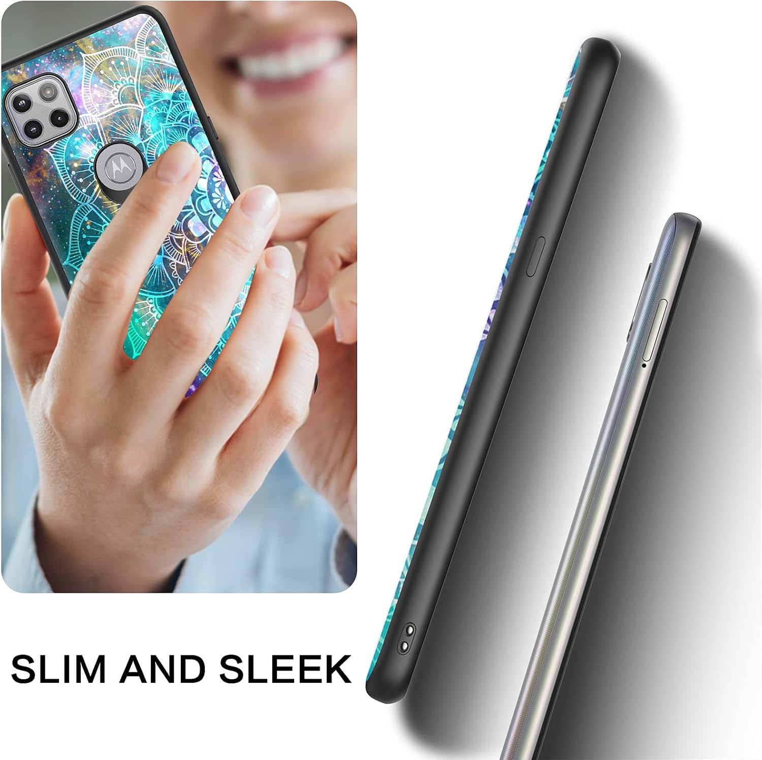 BENTOBEN Phone Case Compatible with Moto One 5G Ace Case 2021/Moto G 5G Case, Slim Fit Glow in The Dark Shockproof Drop Protective Hybrid Hard PC Soft TPU Bumper Girl Women Boy Cover, Mandala/Galaxy