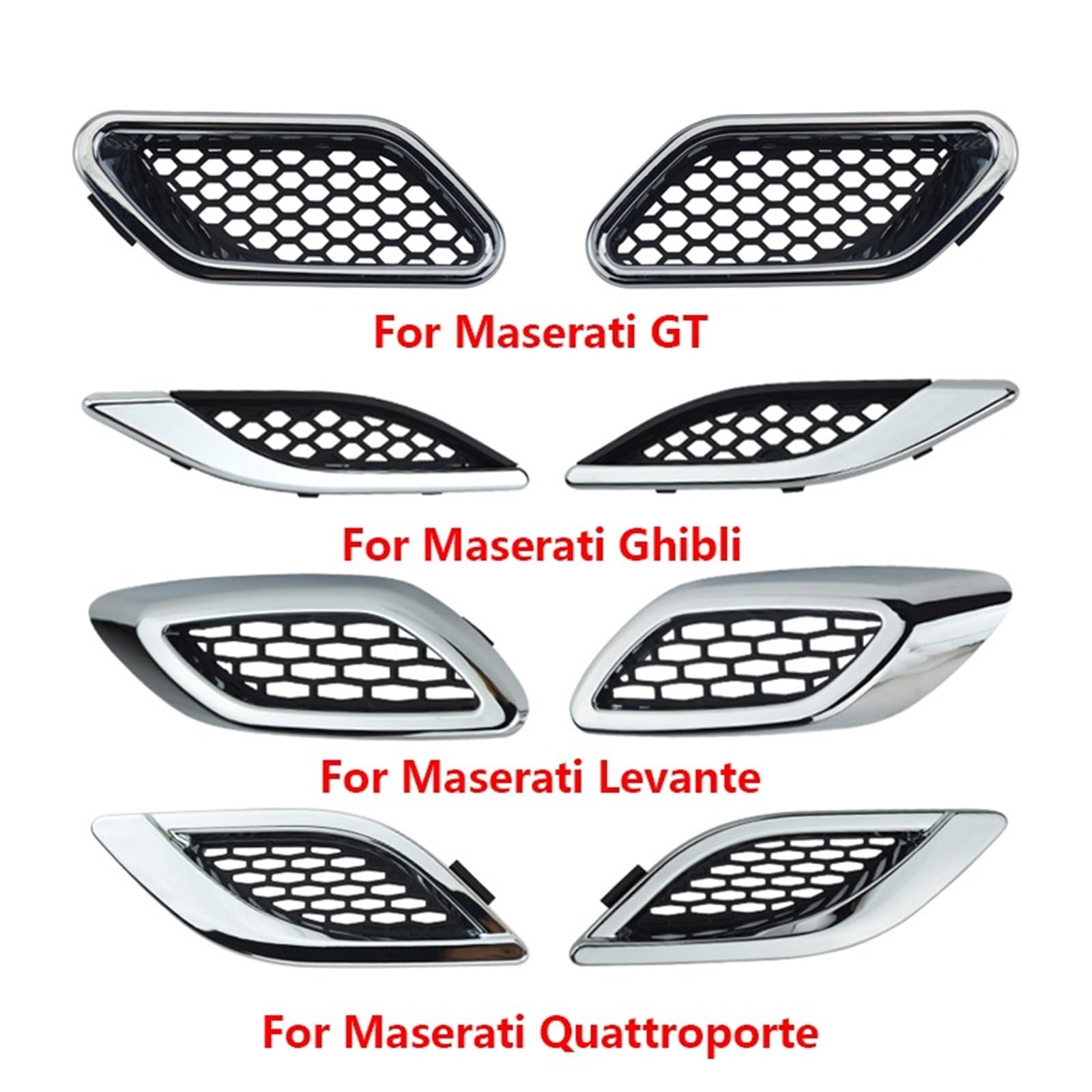 Naklejki dekoracyjne na boczne drzwi Pasuje do Maserati Ghibli Levante Quattroporte GT samochód przednia kratka boczna wlot powietrza błotnik otwory wentylacyjne Grill 1 sztuk(7)