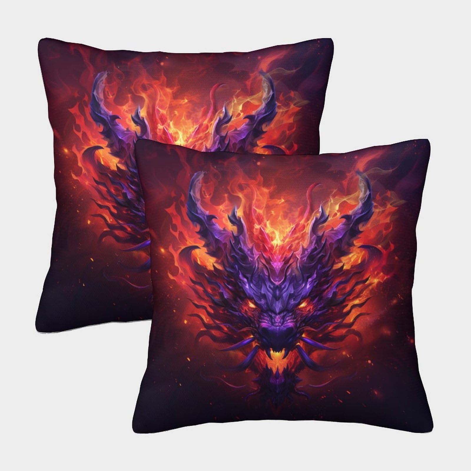 kaiyun 2 Pack Purple Dragon Pillow Case 40x40cm Throw Pillow Case,Modern Decoration Pattern for Terrace Sofa Bedroom Indoor Outdoor Party